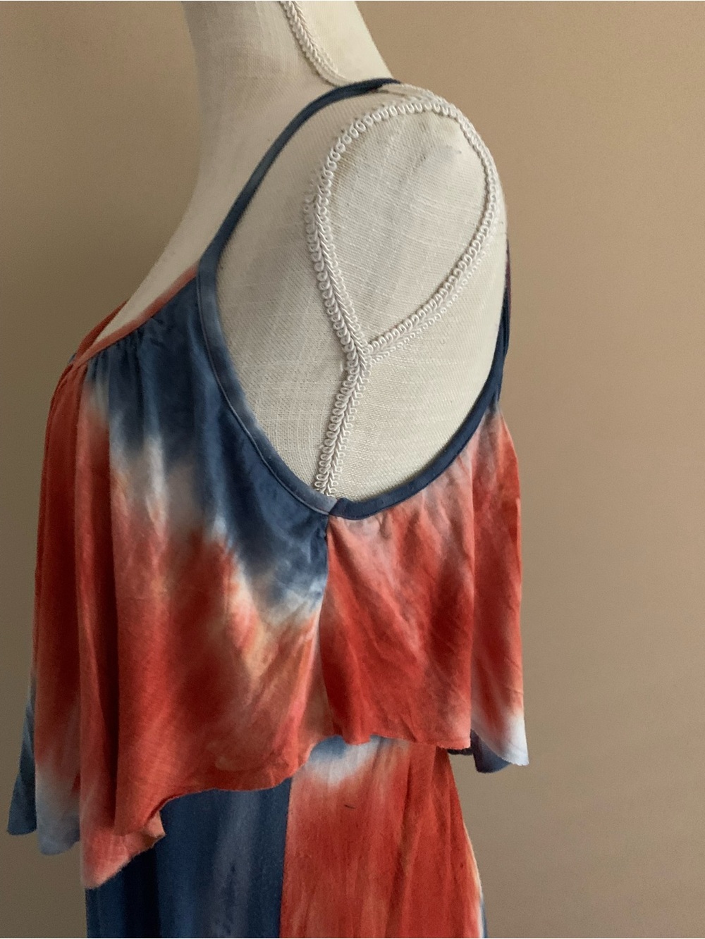 Women’s Coral & Navy Tie-Dye Maxi Dress - Picture 3 of 9
